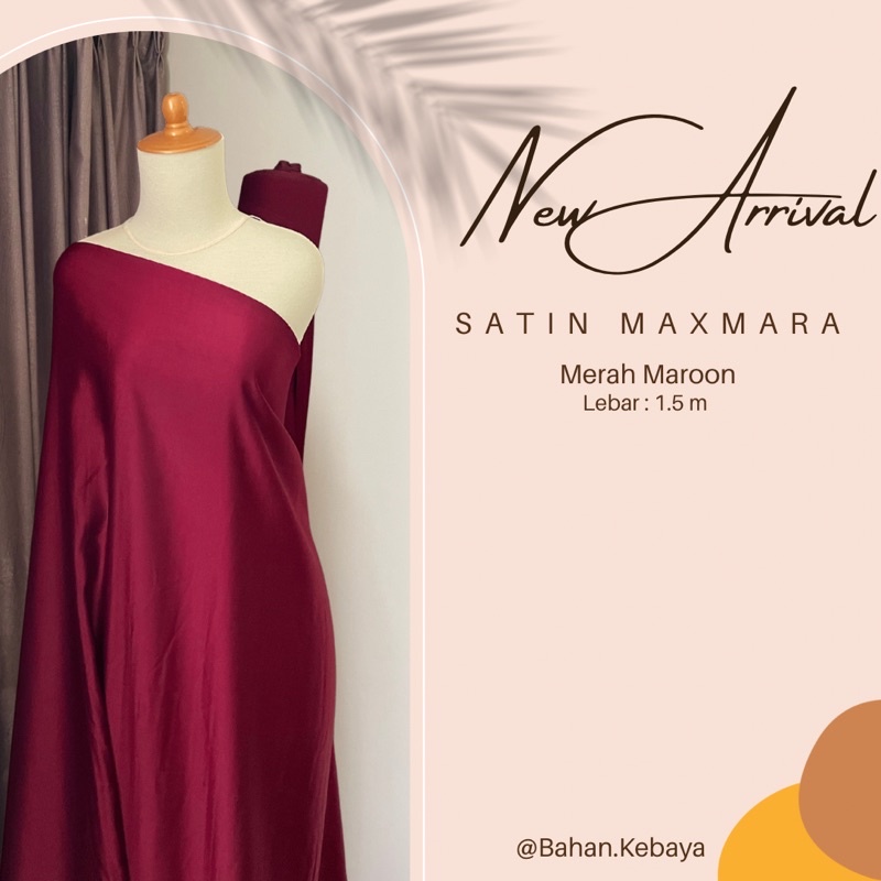 Kain Satin Silk Maxmara Lux Premium 1/2 Meter Bahan Dress Jatuh Baju Kurungan Warna Merah Maroon Marun Gelap