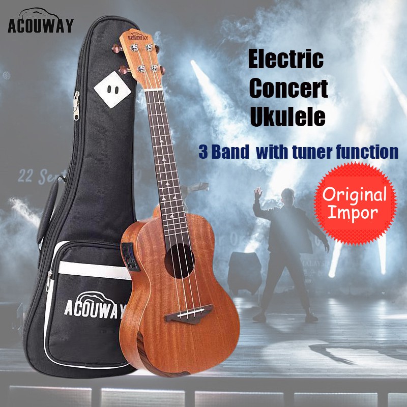 Acouway elektrik Concerto Ukulele/gitar mini Equiped 3 Bands EQ with built in Tuner function &amp; bag&amp; cable line