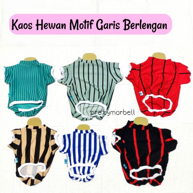 Kaos Kucing Baju Hewan Motif Garis Berlengan / Animal Clothes Fashion