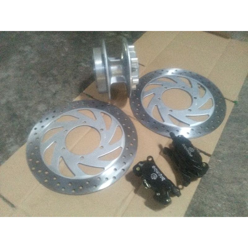 tromol depan Scorpio costume double cakram double disk kanan kiri plus kaliper Brembo mini
