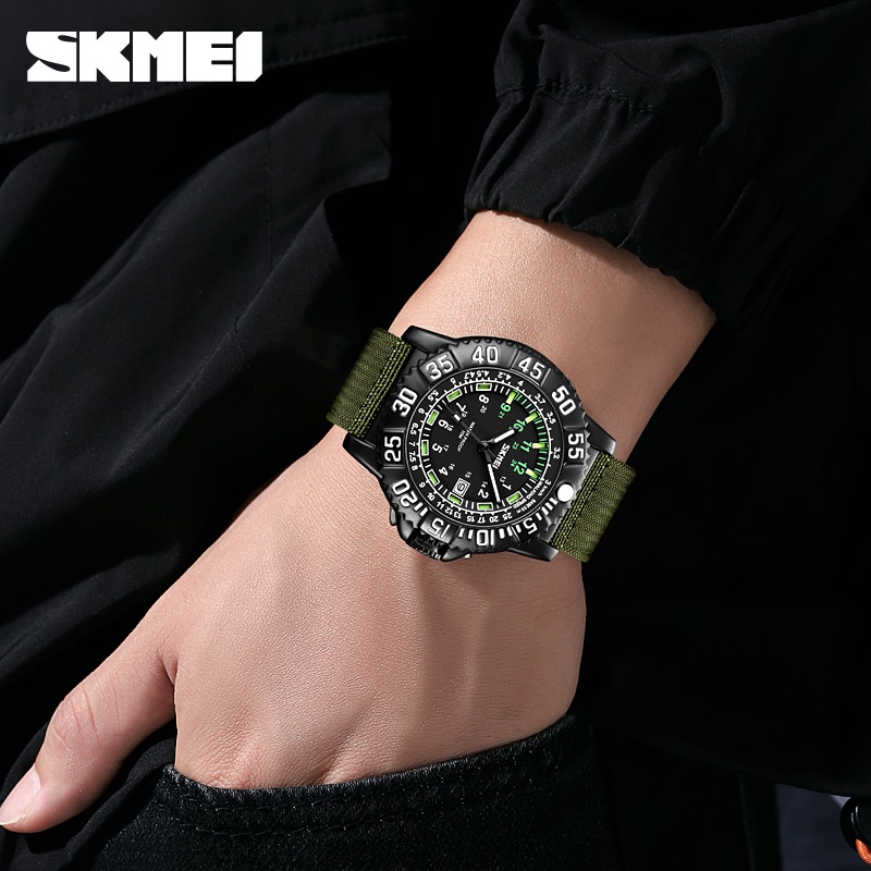 SKMEI 9281 Jam Tangan Pria Analog Luminous Tali Nilon Sport Watch WATCHKITE WKOS