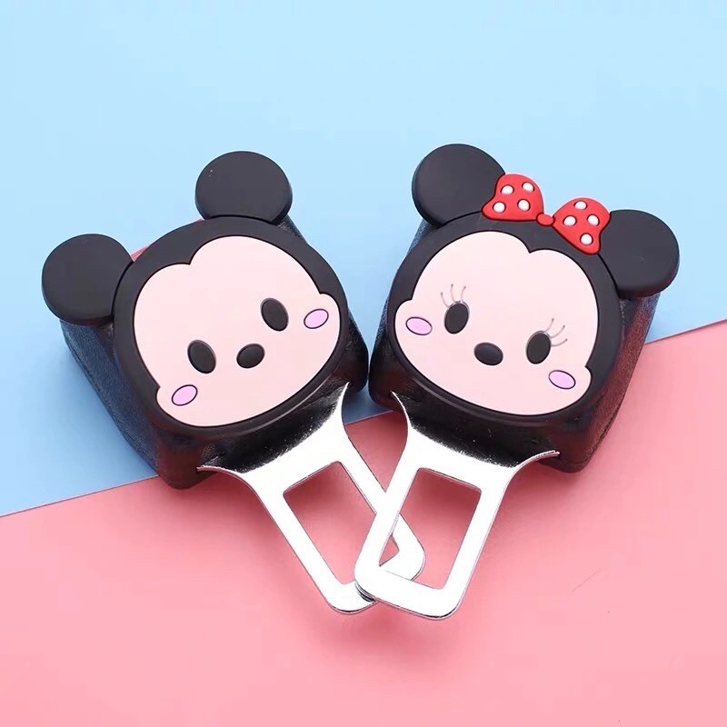 colokan seatbelt mobil mickey mouse minnie         COLOKAN BELT// 1Pcs Safetybelt Seatbelt Alarm Buzzer Stopper mouse emilylife207