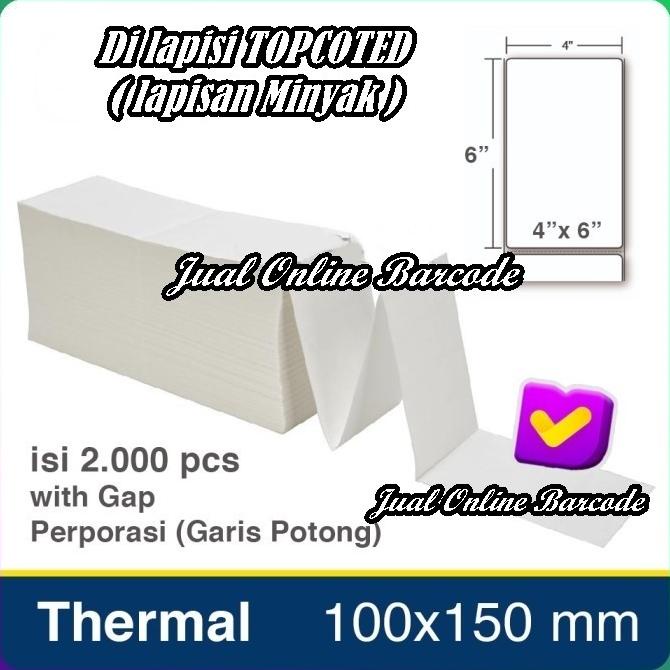 

LABEL BARCODE 100 X 150 KERTAS STIKER THERMAL 100x150 MM A6 (2.000pcs)