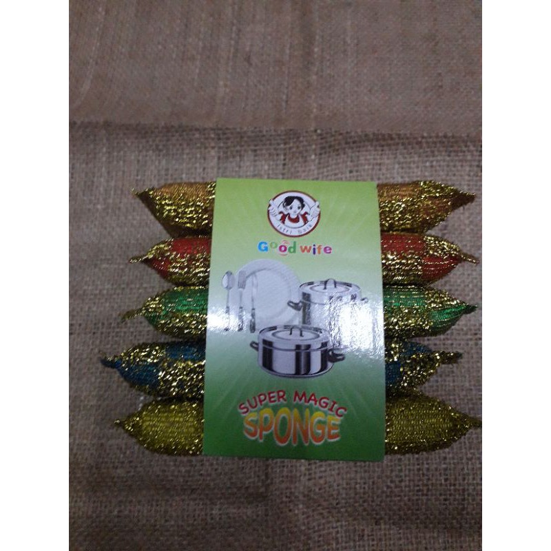 spon cuci piring metalik/spon bantal isi 5 pcs