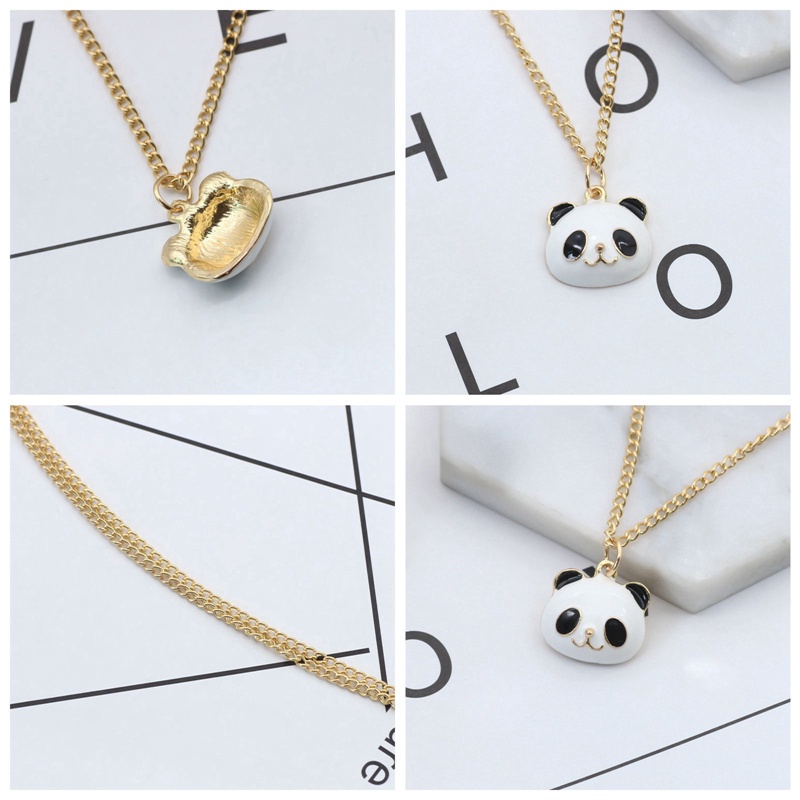 Fancyqube Kalung Liontin Panda Kristal Bening Untuk Wanita