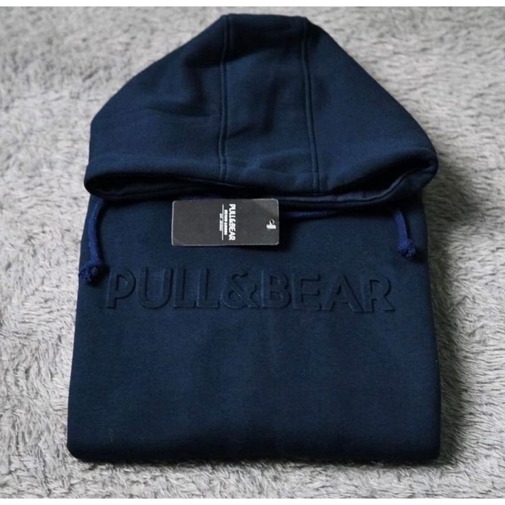 {FREE PAPER BAG} Hoodie Pull &amp; Bear Emboss 100% Catton Flecee // Jaket Sweater Pull And Bear Sablon Timbul Premium Quality