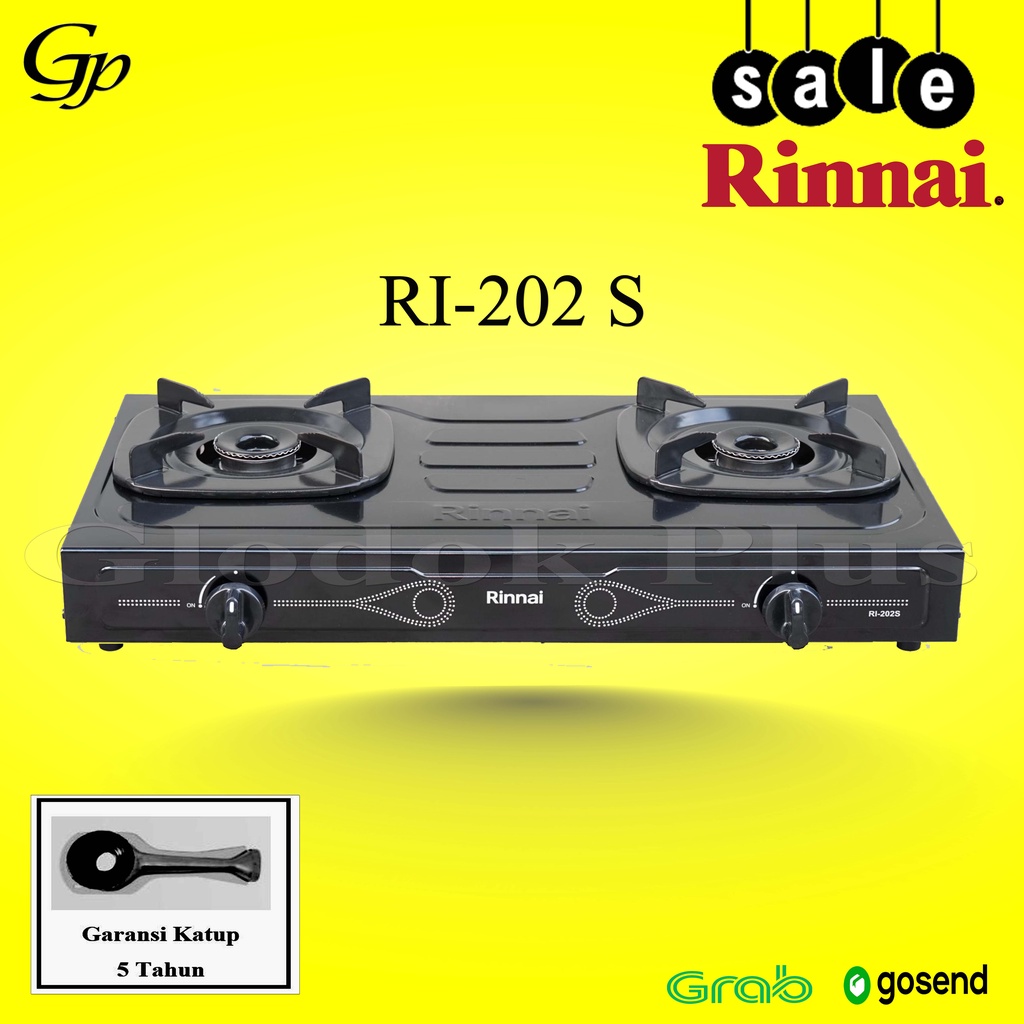 Rinnai RI 202S Kompor Gas 2 Tungku api Teflon ri 202 s rinai ri202s