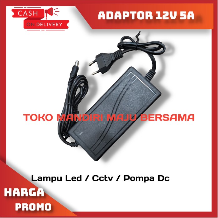 Adaptor 12v 5a murni / Cctv / Leed / Adaptor Pompa Dobel Kuning