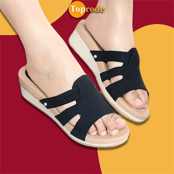 SANDAL WEDGES TALI CASUAL TERBARU MURAH SELOP SLOP SLIP SELIP TINGGI KEKINIAN CEWEK KARET WANITA TY03A