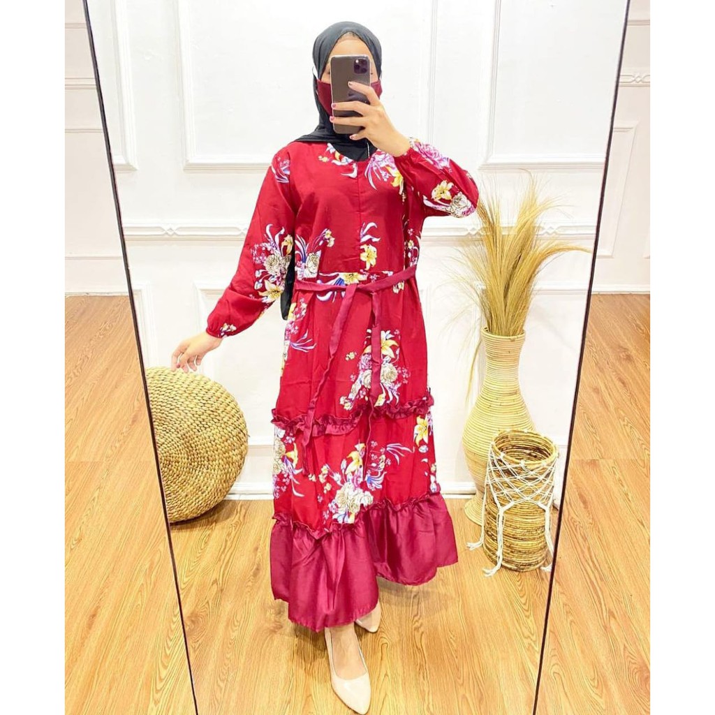 VIRAL FASHION GAMIS MONALISA REMPEL MOTIF BUNGA