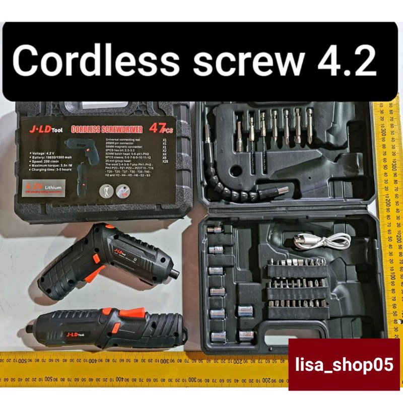 JLD CORDLESS SCREW DRIVER 4,2 V Bor 4.2 V obeng baterai batere charge cas