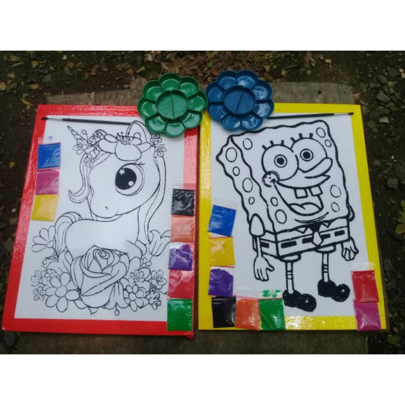 

mewarnai bahan styrofoam paket lengkap ( cat+ koas + palet tempat cat)/2 pcs