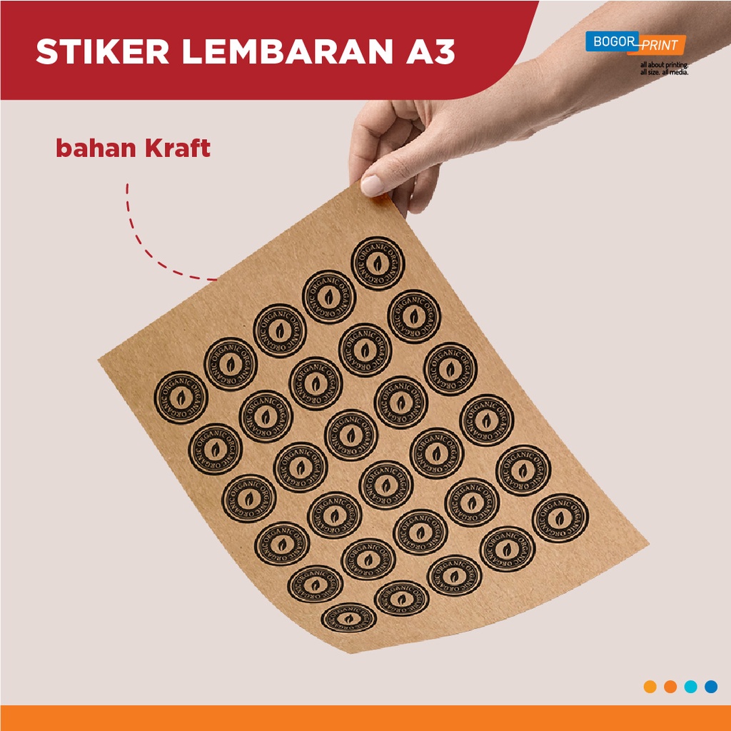 

[Grosir] Cetak Stiker Kraft ukuran A3+ / Tanpa Cutting / Print Custom