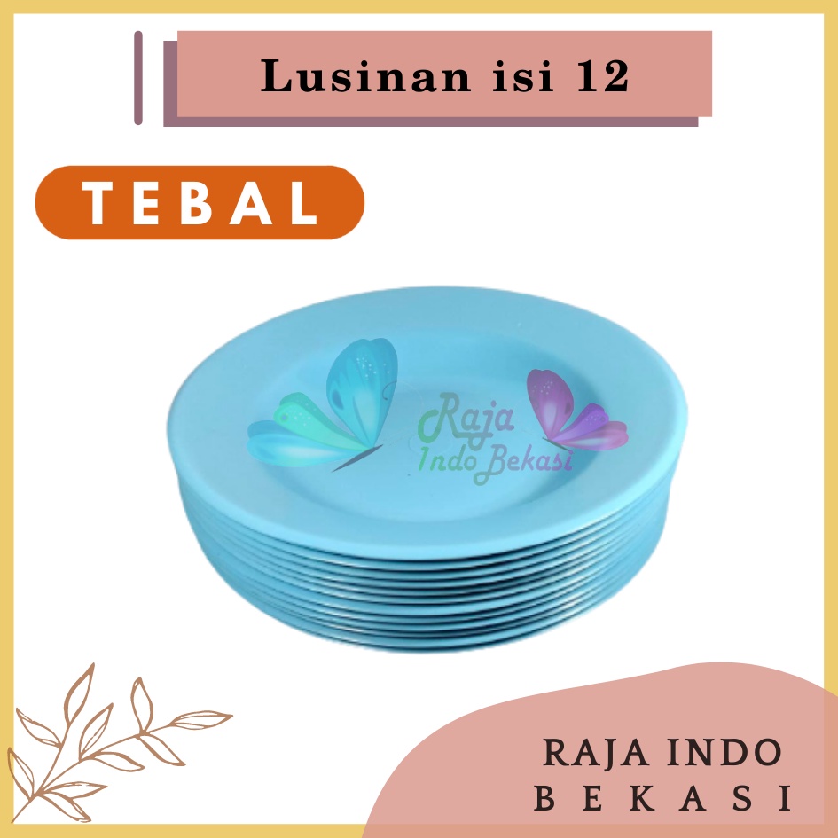 Rajaindobekasi Lusinan Tebal Piring Plastik 8 Inch Warna Putih Pink Biru Pastel - Piring Kecil Besar Set Makan Plastik Acara Pesta Melamin Rotan Murah - Piring Plastik Lusinan Isi 12