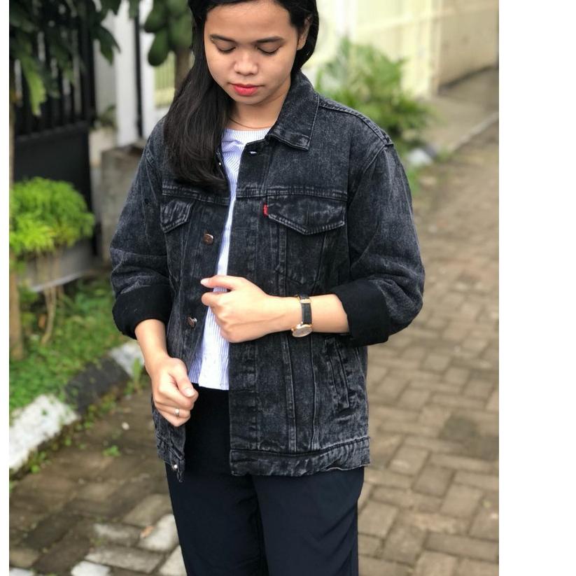 Grosiran Murah Grosir (2pcs 1kg) Jaket Jeans Wanita Oversize Snowblack Premium Quality