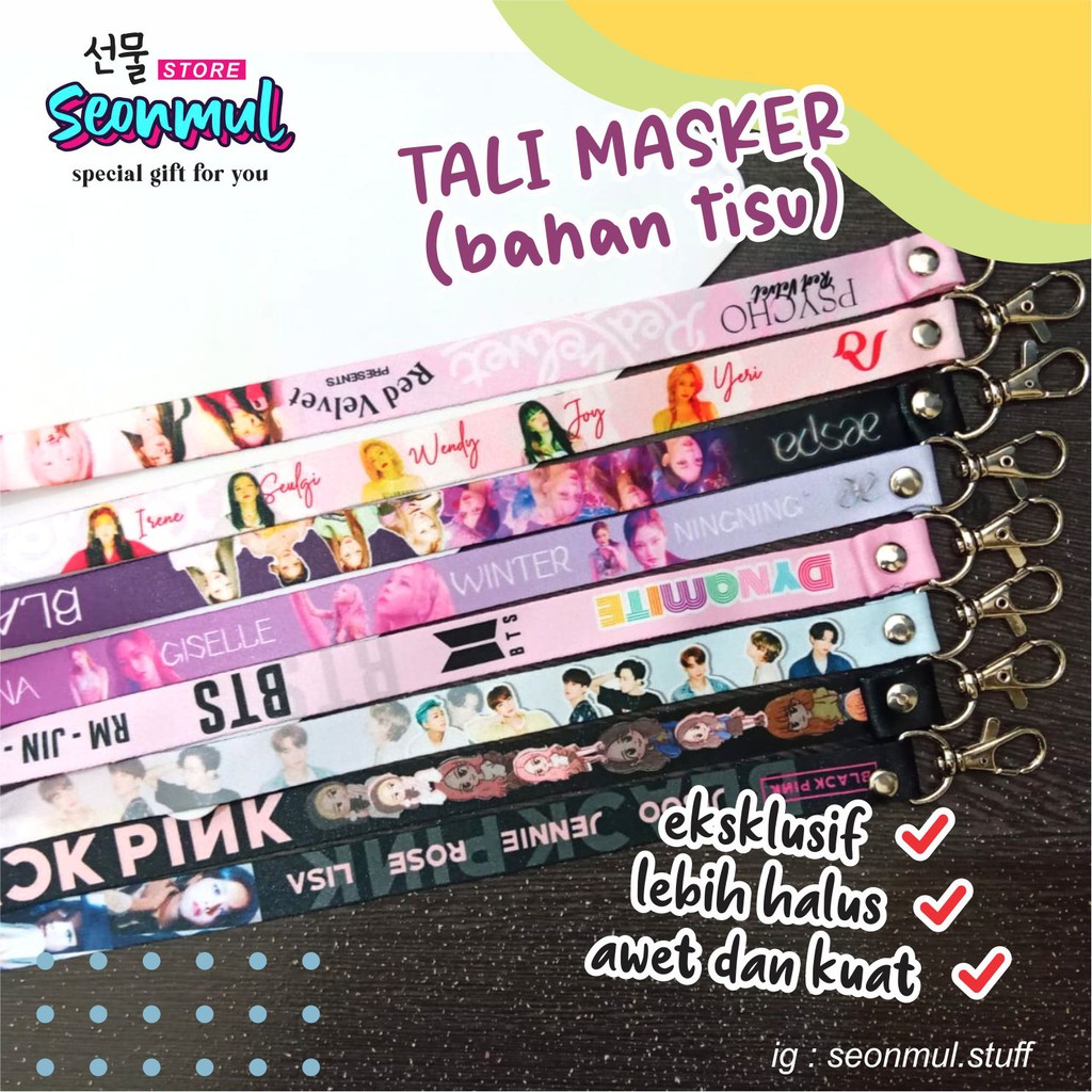 READY STOCK GANTUNGAN MASKER / STRAP / TALI KPOP GOT7 STRAY KIDS SKZ AESPA RED VELVET RV BLACKPINK BP BTS  [TERMURAH]