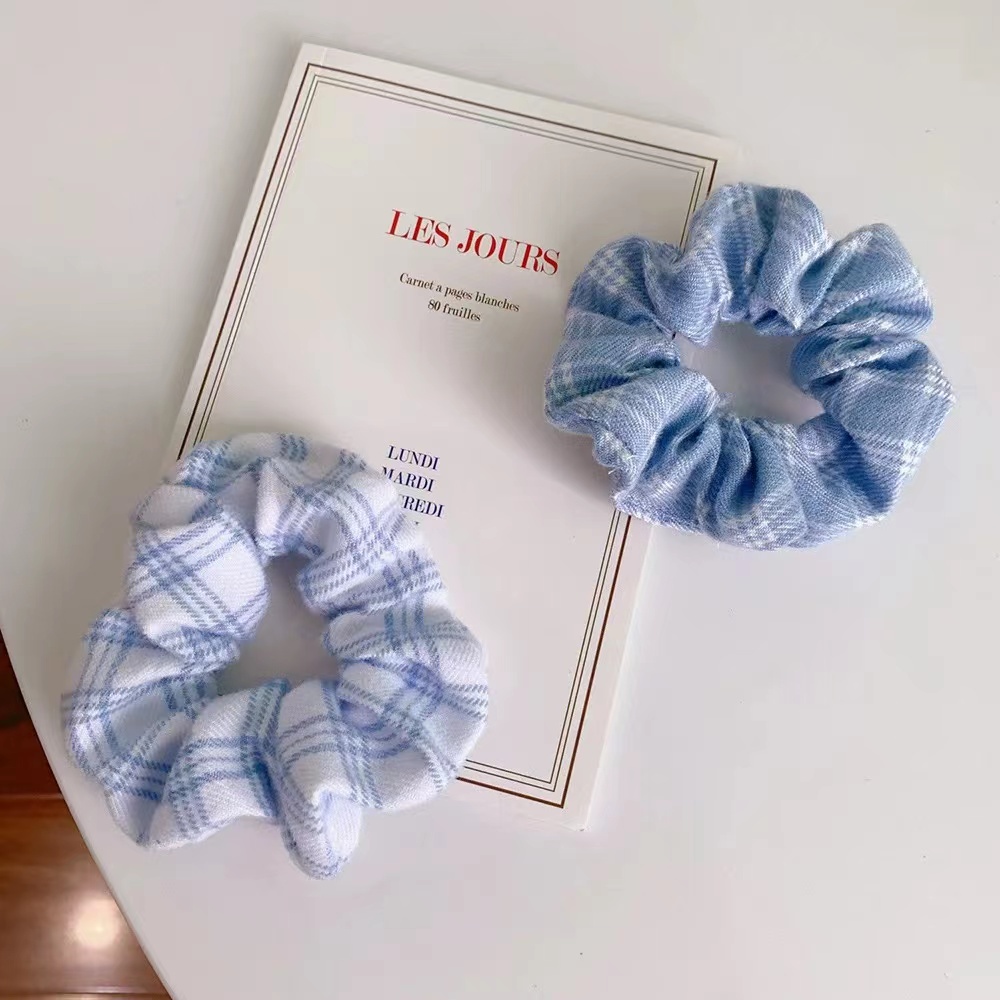 Scrunchie Rambut Biru Wanita Korean Retro Vintage Style Aksesoris Fashion