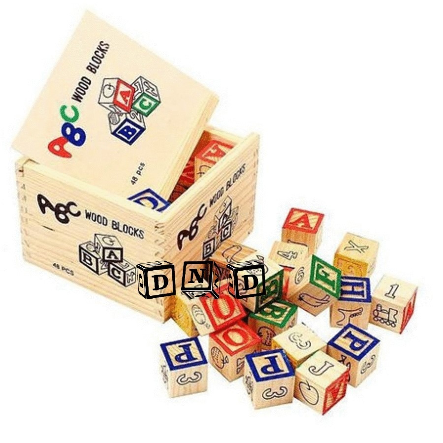 Mainan Edukatif / Edukasi Anak - Balok Alphabet Huruf Angka Gambar ABC