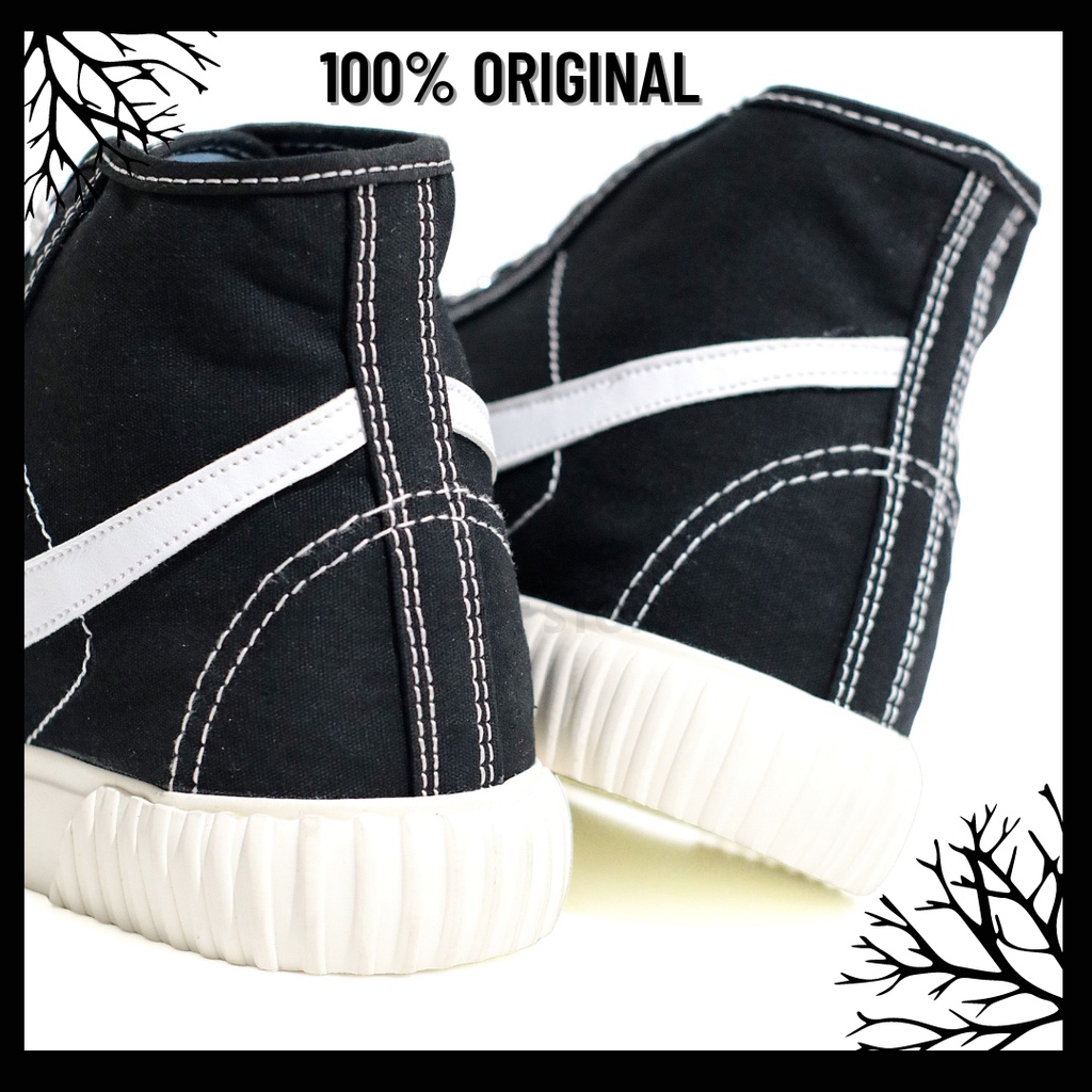 100% Original Sepatu Lokal Casual Hi | Not Compass Vintage High Black White