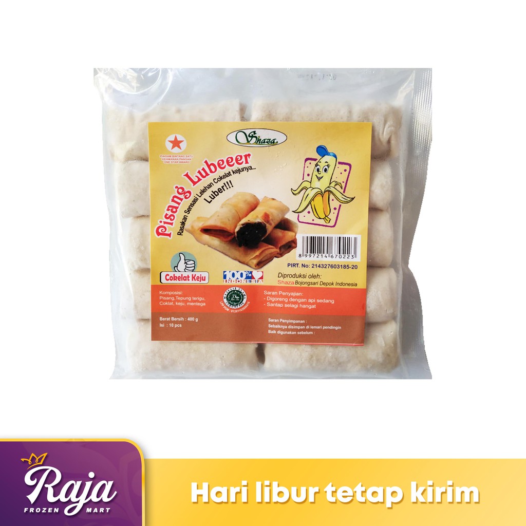 

Shaza Pisang Luber Coklat Keju isi 10 400gr / Pisang Luber / Frozen Food / Kentang Goreng