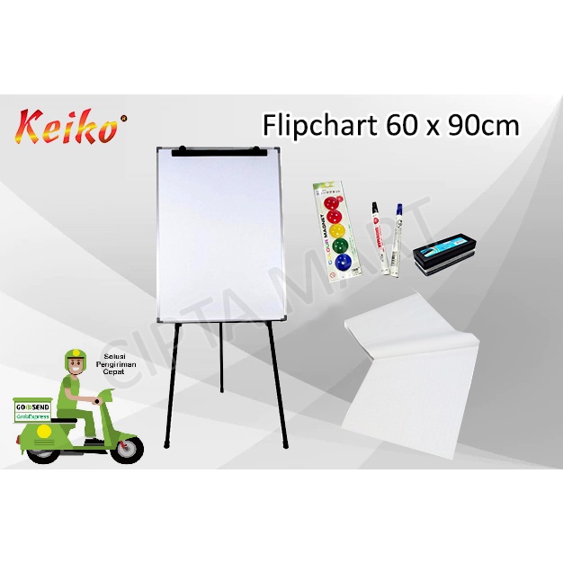 

Papan Tulis Whiteboard Papan Presentasi Flipchart Keiko 60x90cm + Spidol + Kertas Flipchart + Penghapus KHUSUS GOJEK