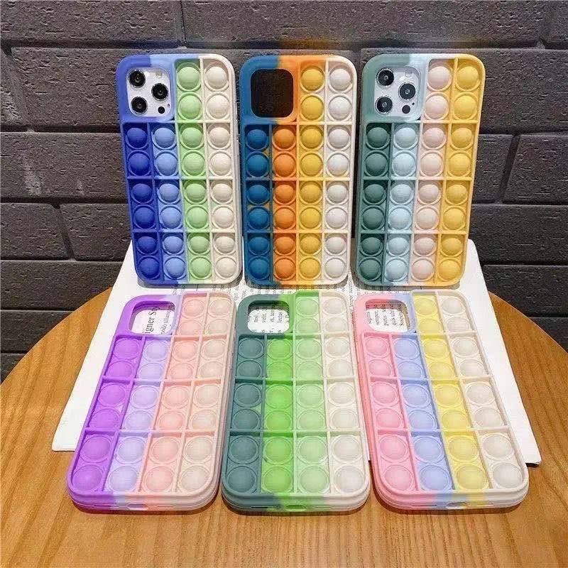 Soft Case Silikon Desain Tiktok Pop Unzip Warna Pelangi Untuk Iphone 7 8 Plus X Xs Max Xr 11 12 Pro Max