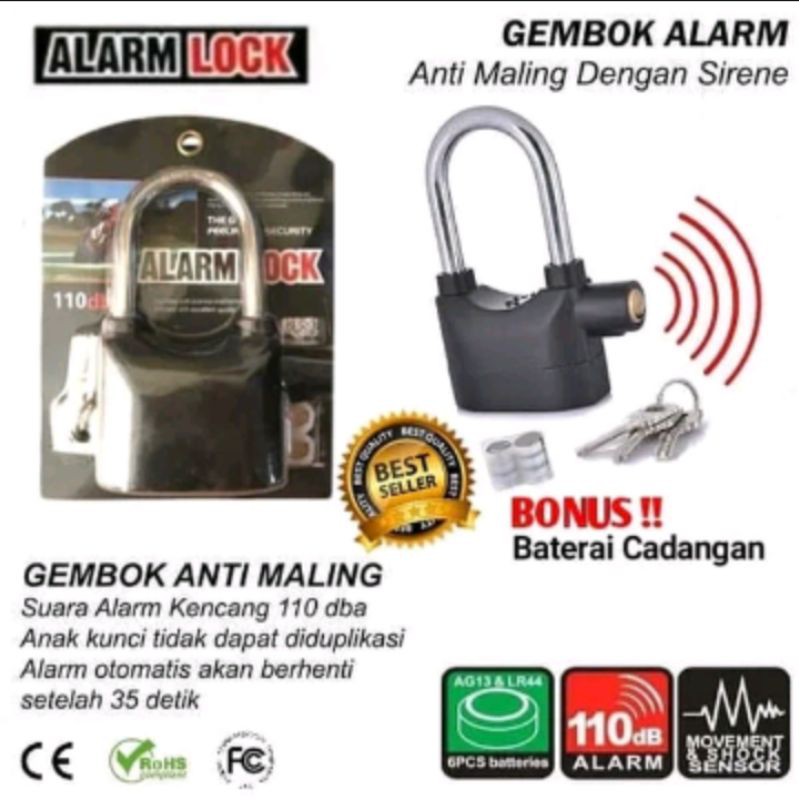 Gembok Alarm lock - RING PANJANG