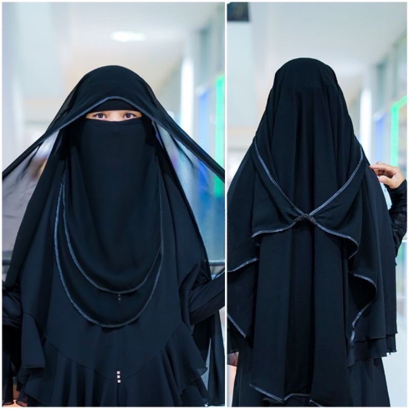 Niqab Veil Butterfly by Aqla Wear - Niqab Polos Muslimah Full Hitam Simple Adem & Ringan