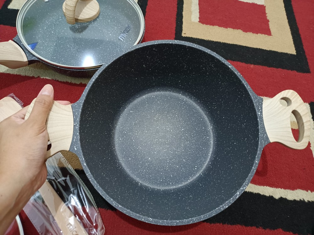 Micoe Panci Masak Penggorengan Panci Dapur Batu Maifan Panci Anti Lengket Sup Untuk Mie 24cm