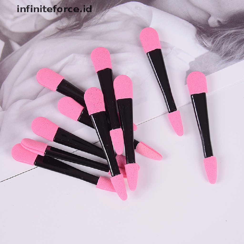 Infiniteforce.id 10pcs / Set Brush Spons Aplikator Eyeshadow Sekali Pakai Untuk Makeup / Kosmetik Wanita