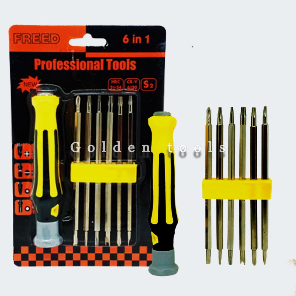 OBENG HP SET 6 IN 1 FREED OBENG PLUS MINUS OBENG BINTANG OBENG KECIL HIGH QUALITY