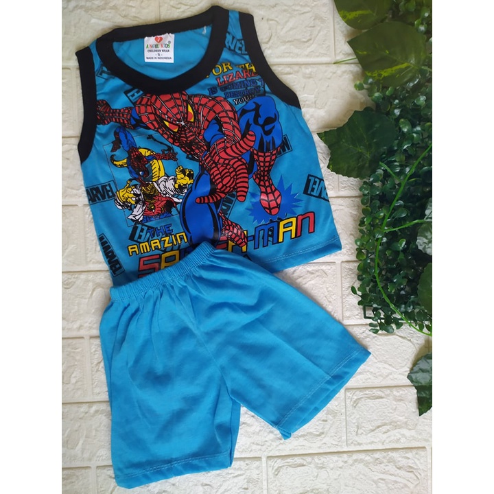 Setelan Anak Lengan Singlet Karakter Animasi | S-M-L-XL-XXL | Spider