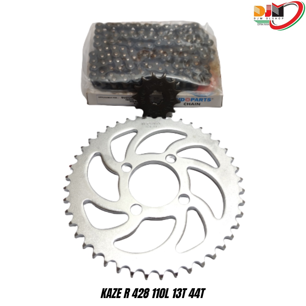 INDOPARTS Gear Set Paket Kawasaki KAZE R  Rantai 428-110L 13T 44T