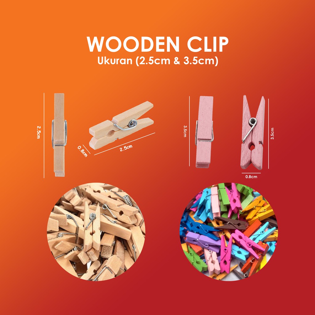WOODEN CLIP UKURAN 2,5cm & 3,5cm