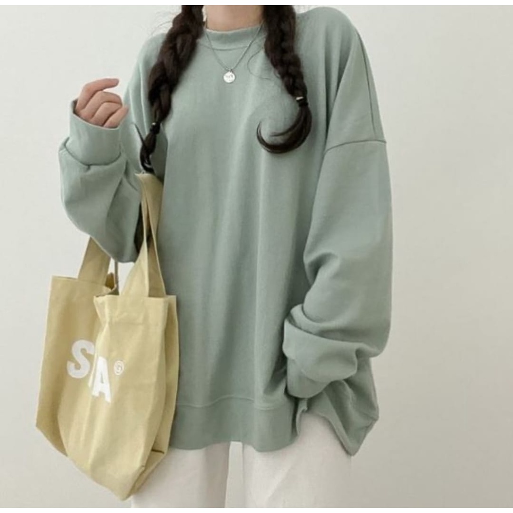 XXL SWEATER WANITA OVERSIZE - BASICLY SWEATER CREWNECK WANITA BIG SIZE - SWEATER POLOS OVERSIZE