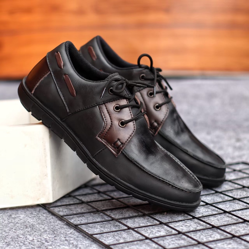 KRILY Sepatu Kasual Formal Hitam Kulit Asli Sepatu Kerja Kantor Terbaru Murah