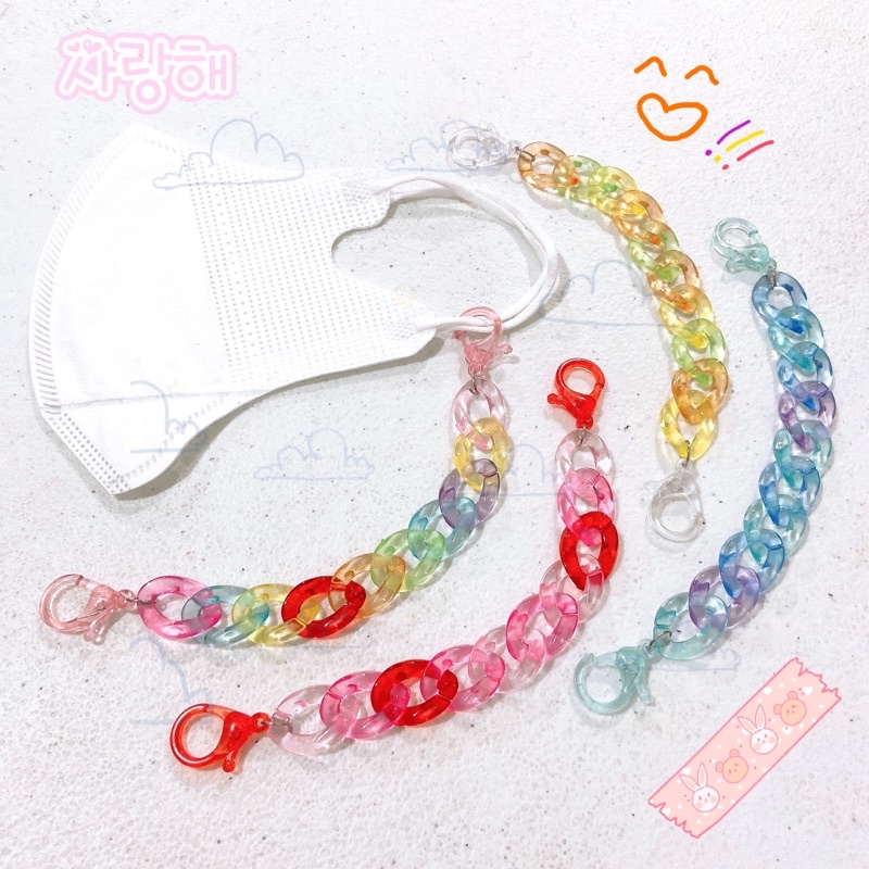 Kalung Tali Masker Konektor Hijab Rantai korea / strap mask PERMEN KRISTAL earloop headloop
