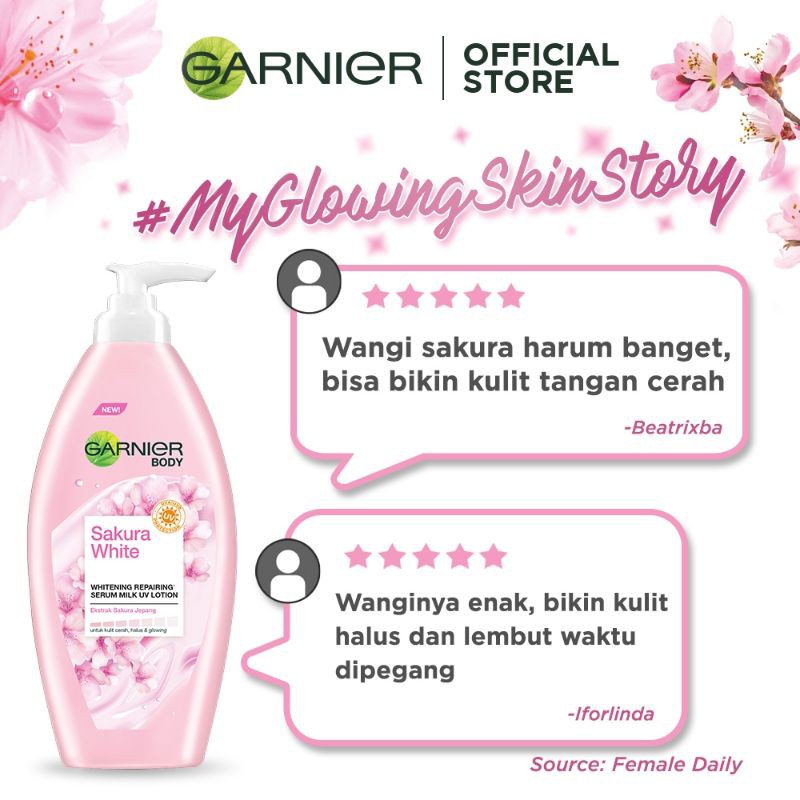 Garnier Sakura White Pinkish Radiance Serum Milk UV Body Lotion Skin Care - 400ml / 400 ml