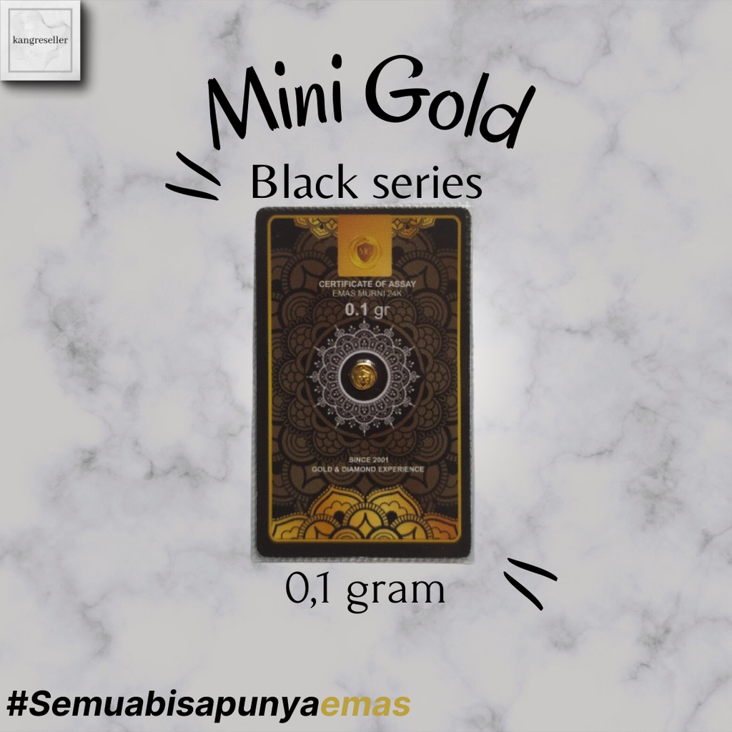Mini Gold 0,1 Gram Black Series Logam Mulia Koin Emas Mini Kecil 24 Karat 0.1 Gr