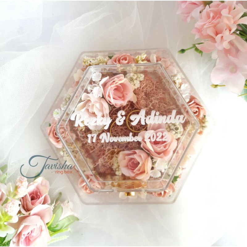 Box Cincin Akrilik Segienam / Exclusive Ringbox / Tempat Cincin Akrilik