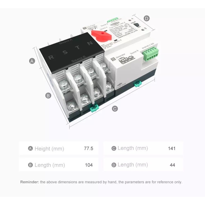 Automatic Transfer Switch 4P 63A 100A 125A 230V MCB Tipe Dual Power ATS