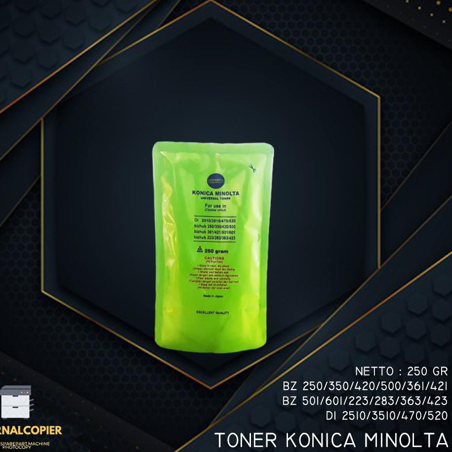 ➨ TONER KONIKA MINOLTA 250 GR BIZHUB 601 500 501 420 421 361 423 350 363 283 223 MESIN PHOTOCOPY ♚