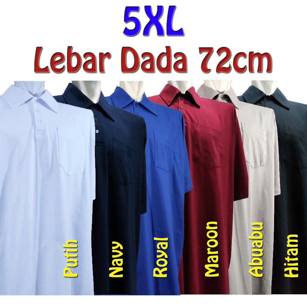 Kaos Kerah Polos Katun Combed 20S Jumbo Besar Ukuran 5XL Kaos Kerah Polos Katun Combed 20S Jumbo Besar Ukuran 5XL