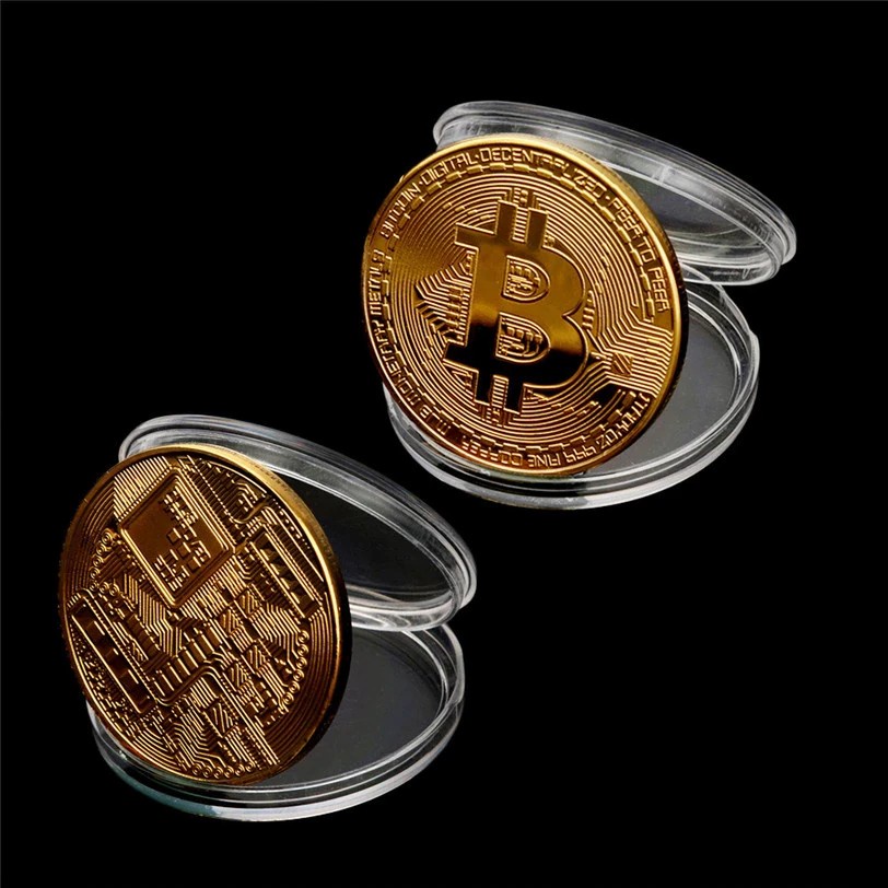 Coin Bitcoin Gold Plated Fisik Pajangan Koleksi Souvenir Gift