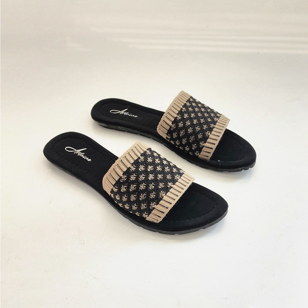 ARLAINE - SALMA sandal teplek wanita / sandal slip on / sandal rajut / sandal anti slip / sendal teplek wanita import