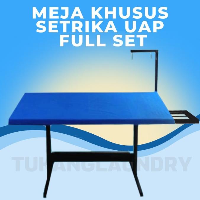 meja setrika uap gosokan laundry lengkap tatakan dan gantungan selang