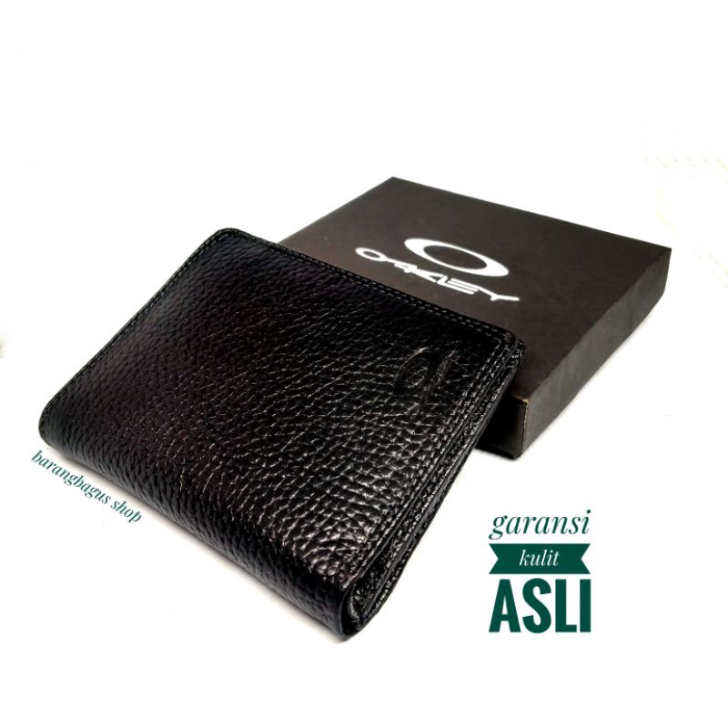 Dompet kulit asli pria import Oakley model lipat buku berdiri 3 dimensi
