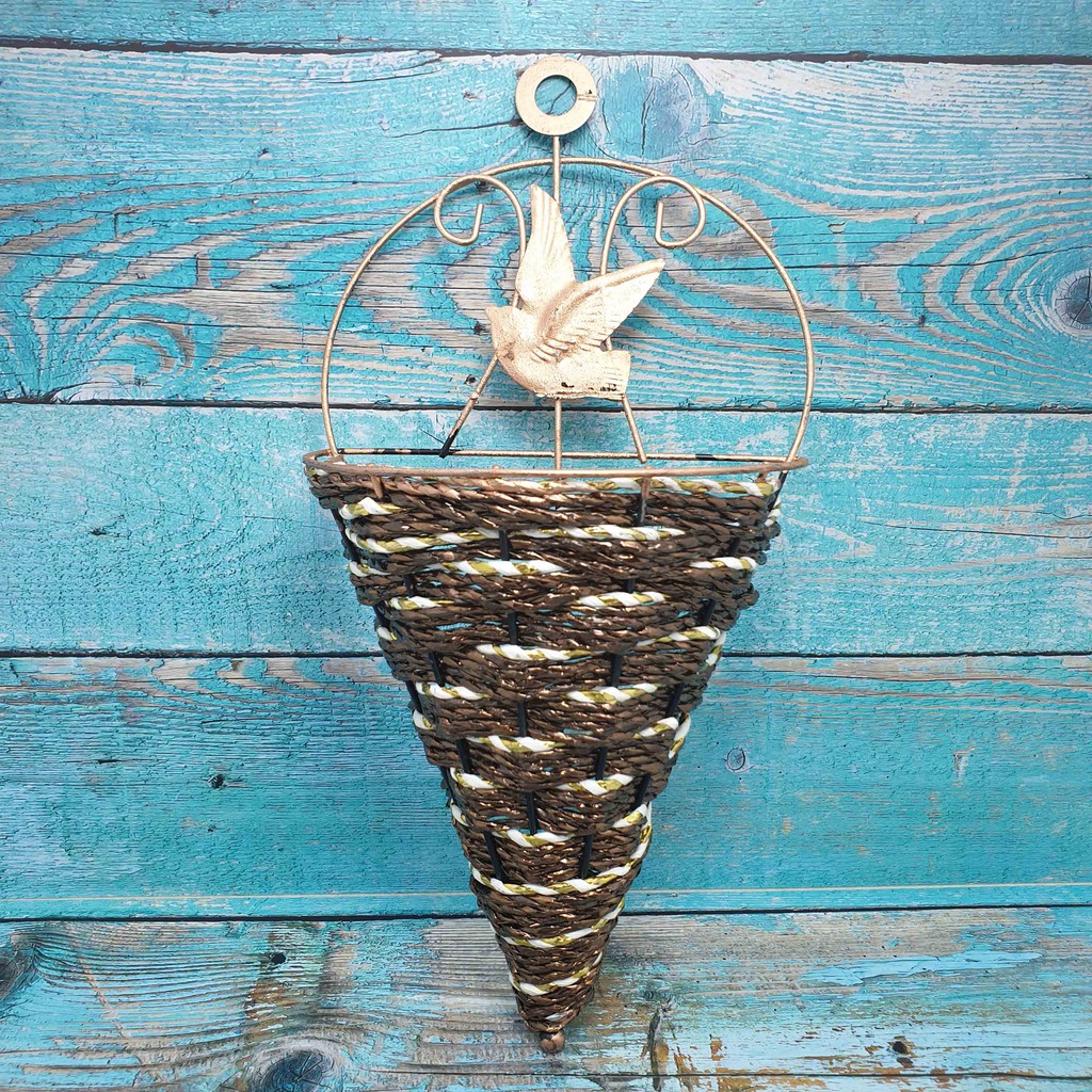 Vas Bunga Bahan Plastik motif Rotan Sintetis/ Vas Gantung/ Vas Plastik/ Vas Rotan 3