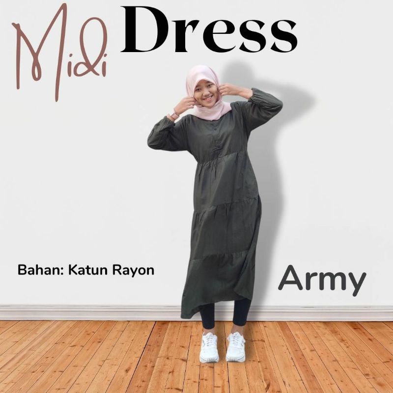 Midi Dress Katun Rayon Premium