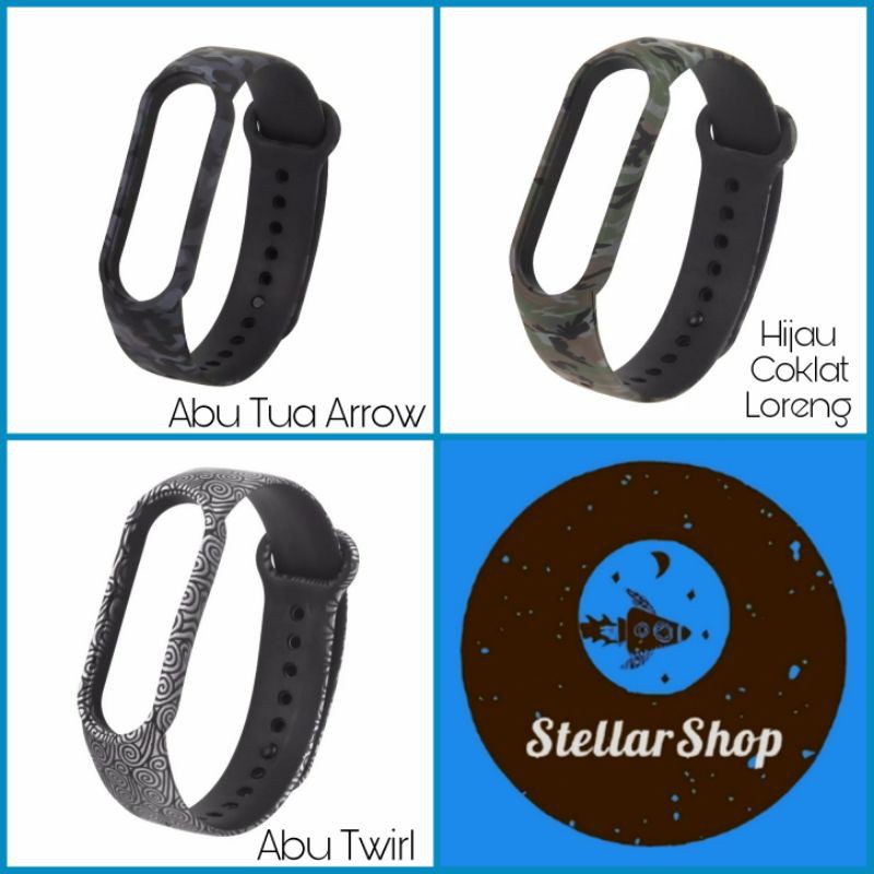 Strap Camouflage Corak untuk Mi Band 5/6 dan Amazfit Band 5 Bahan TPU lembut dan Elastis